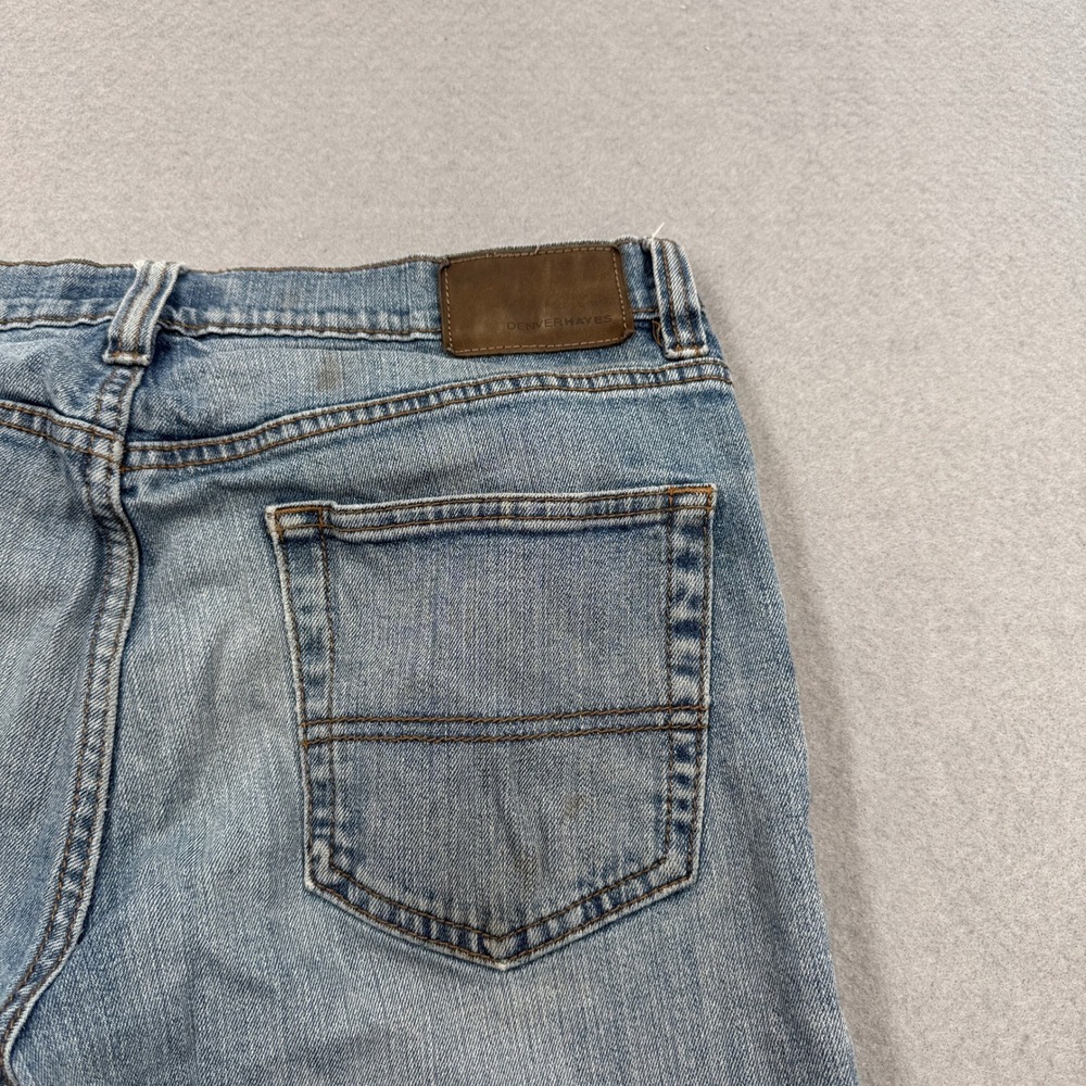 Denver Hayes Jeans Men's 32x32 Blue Light Wash Straight Leg Distressed Grunge - Picture 6 of 7